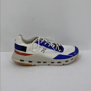 On Cloud Running Cloud Nova shoe sneaker white tie lace-up blue orange women 6.5